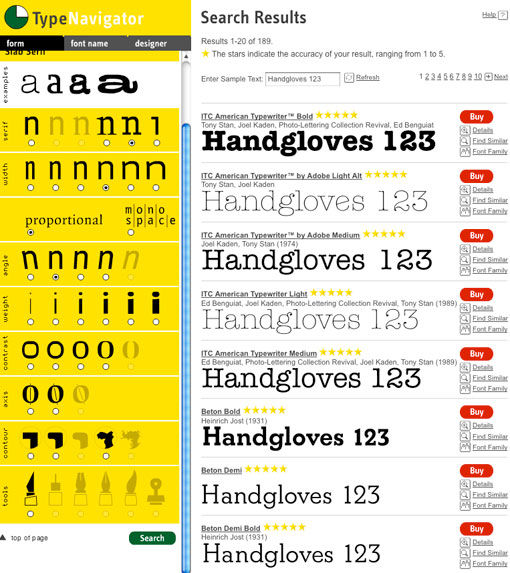 Type Navigator Search Results