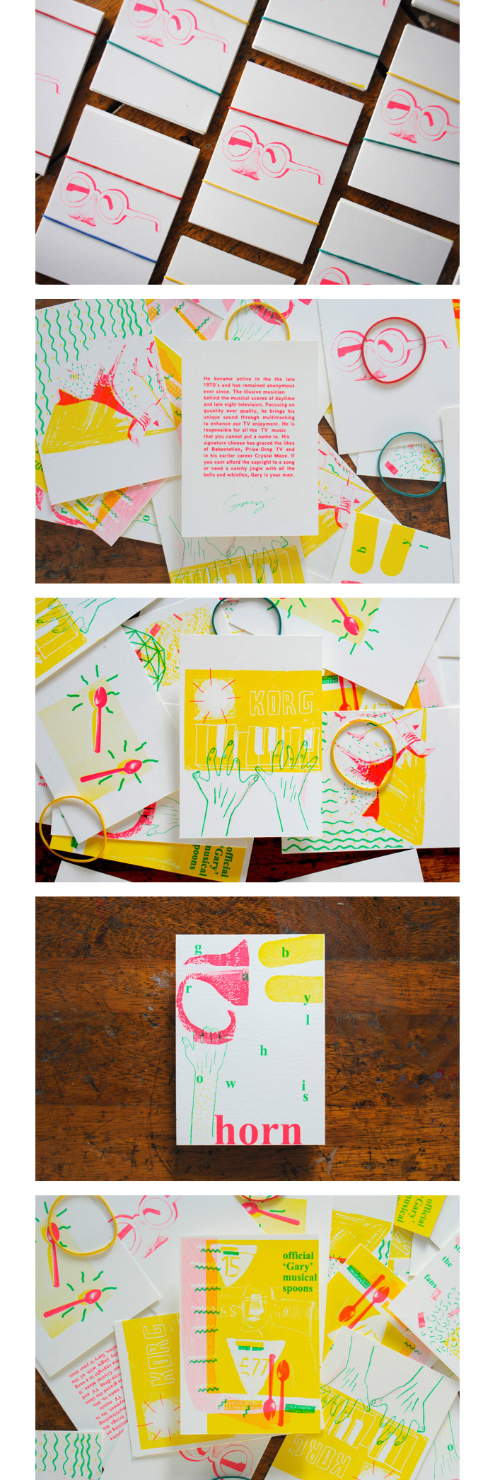 Oliver Elliott & Alex Penny / Illustration & silkscreened postcards - Gary the Musical Enigma